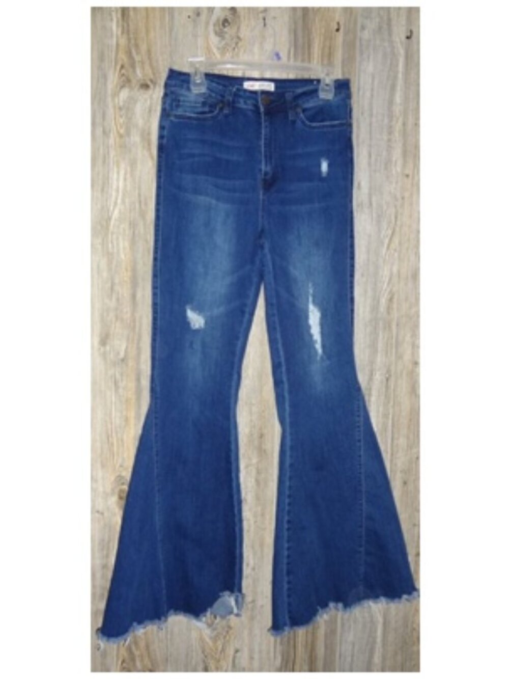 YMI Gigi Fit Bell Bottom Flared Jeans Juniors Sz 11/30 Blue High Rise Msre 28x32